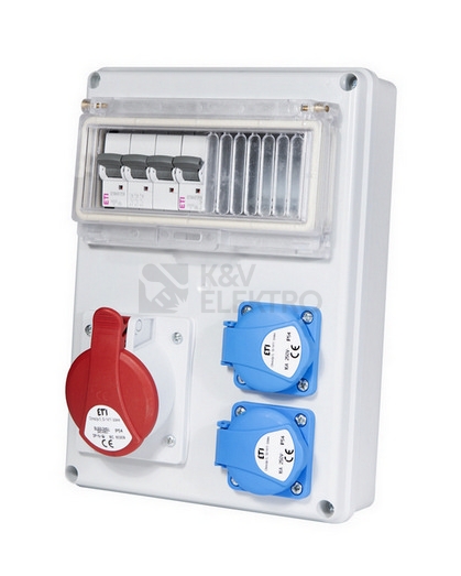 Obrázek produktu Zásuvková skříň ETI EDS8 2/1 16 B+C IP44 2x230V 1x400V/16A/5p 001105218 0