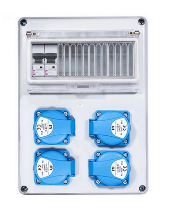 Zásuvková skříň ETI EDS8 4 B IP44 4x230V jištěná bez chrániče 001105224