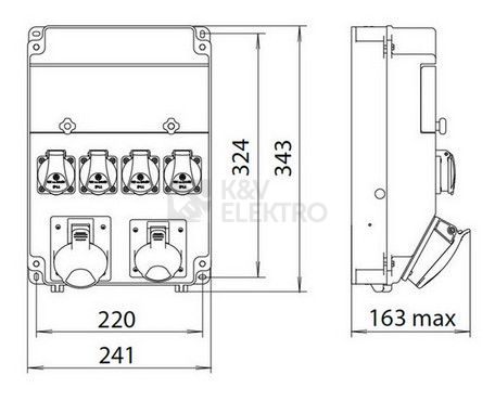 Obrázek produktu Zásuvková skříň ETI EDS11 RCD 4/2 16/32 B+C IP54 4x230V 1x400V/32A/5p 1x400V/16A/5p 001105236 1