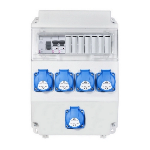Zásuvková skříň ETI EDS11 RCD 5 B IP54 5x230V 001105250
