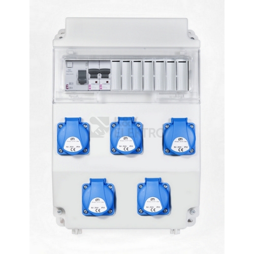Zásuvková skříň ETI EDS11 RCD 5 B IP54 5x230V 001105250