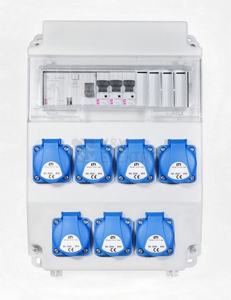 Obrázek produktu Zásuvková skříň ETI EDS11 RCD 7 B IP54 7x230V 001105252 0