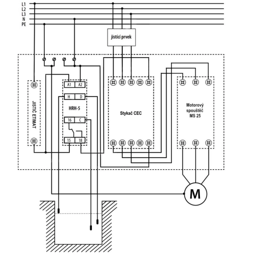 Vybavený rozvaděč pro kontrolu hladiny 0,75kW IP65 ETI HRH-ECH-MS2-CEC 004483600 (obrázek 4)