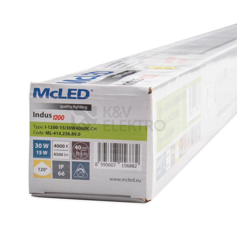 Obrázek produktu Zářivka LED McLED INDUS 1,2M 15/30W 4000K neutrální bílá IP66 ML-414.236.89.0 3