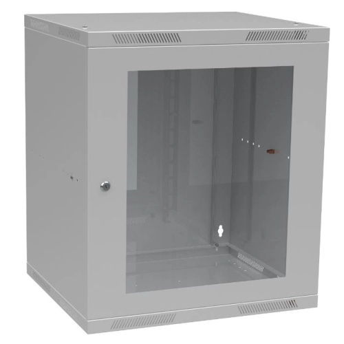 Nástěnný datový rozvaděč 19" výška 12U (621mm) H=450mm Š=520mm šedý Solarix SENSA-L-12U-545-11-G