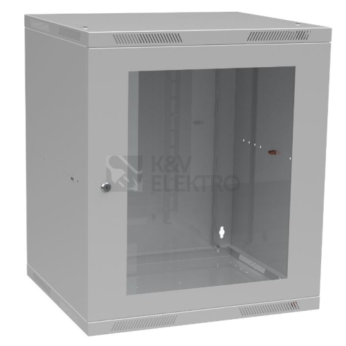 Nástěnný datový rozvaděč 19" výška 12U (621mm) H=450mm Š=520mm šedý Solarix SENSA-L-12U-545-11-G