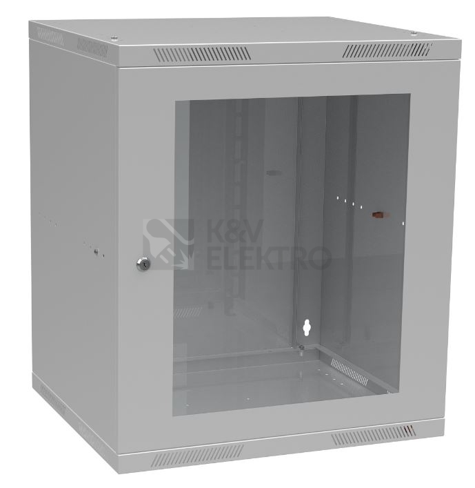 Obrázek produktu Nástěnný datový rozvaděč 19" výška 12U (621mm) H=450mm Š=520mm šedý Solarix SENSA-L-12U-545-11-G 0
