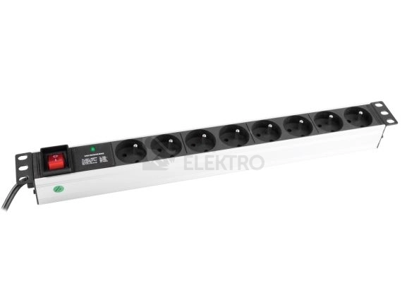 Obrázek produktu Napájecí panel 8xUTE 16A 19" přepěťová ochrana vypínač 2,5m kabel se zástrčkou UTE
0