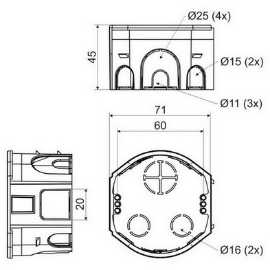 Elektroinstalační krabice KOPOS KP 68-45 KA
