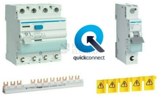 Obrázek produktu Balíček Hager quickconnect proudový chánič s jističi (1ks CDS440D + 5ks MBS116 + 1ks MBS316 + 1ks KDN363F + 1ks KZ059) 0