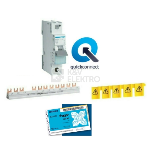  Balíček Hager quickconnect jističe (12ks MBS116 + 1ks KDN363A + 1ks KZ059)