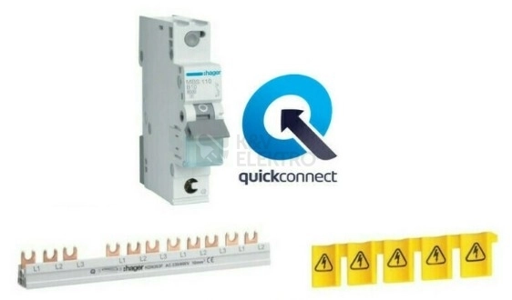 Obrázek produktu Balíček Hager quickconnect jističe (12ks MBS110 + 1ks KDN363A + 1ks KZ059) 0