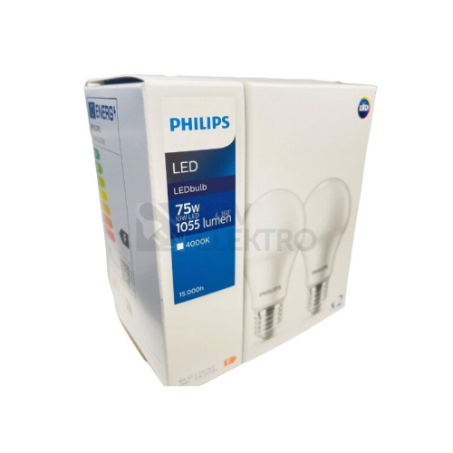 LED žárovky E27 Philips A60 10W (75W) neutrální bílá (4000K) 2ks