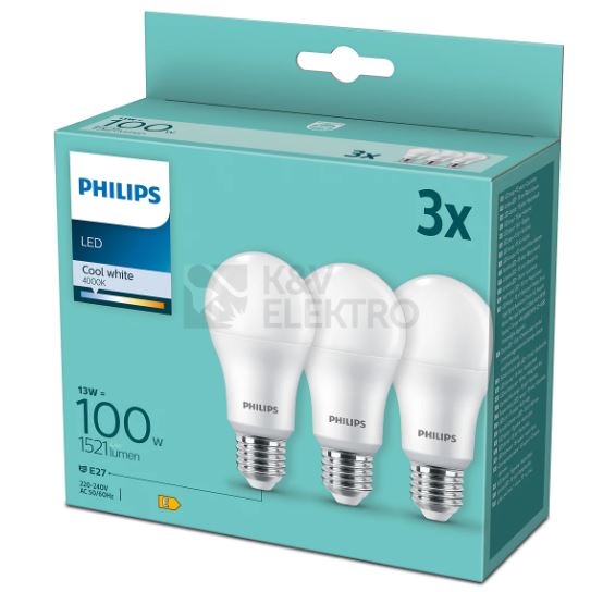 Obrázek produktu LED žárovky E27 Philips A67 13W (100W) neutrální bílá (4000K) 3ks 0