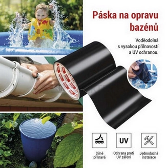 Obrázek produktu Opravná lepící páska na bazény 1m x 100mm černá EMOS F6110 5