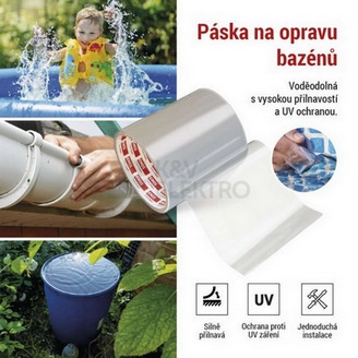 Obrázek produktu Opravná lepící páska na bazény 1m x 100mm průhledná EMOS F6100 4