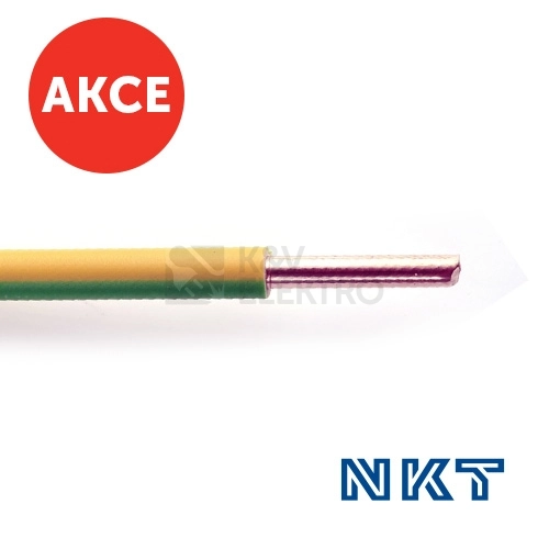 Obrázek produktu Vodič NKT H07V-U 6 žlutozelená (CY 6) 100m 0