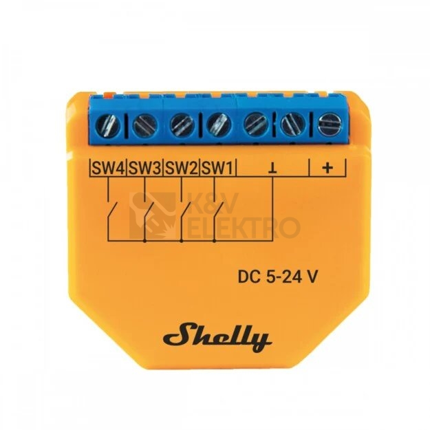 Obrázek produktu Řídicí jednotka Shelly Plus I4 DC 4 digit. vstupy 5-24V DC WiFi 1