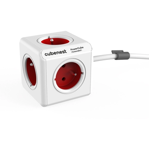 CUBENEST POWERCUBE EXTENDED 5 zásuvek, přívod 1,5m červená