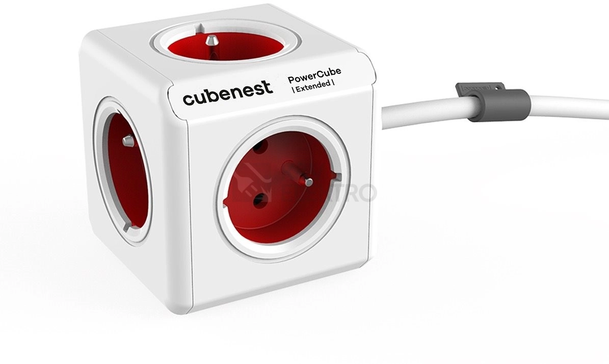 Obrázek produktu CUBENEST POWERCUBE EXTENDED 5 zásuvek, přívod 1,5m červená 0