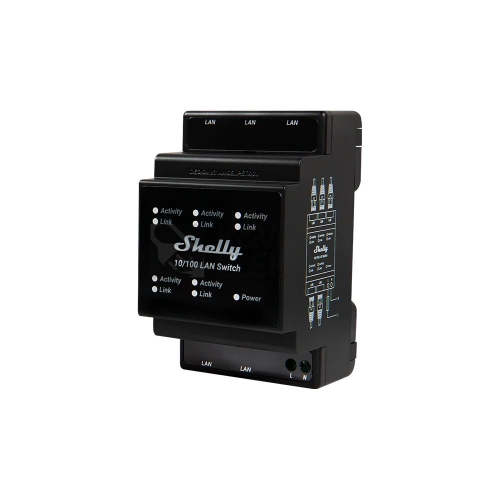 Ethernetový přepínač na DIN lištu Shelly LAN Switch 5xRJ45 110-230V