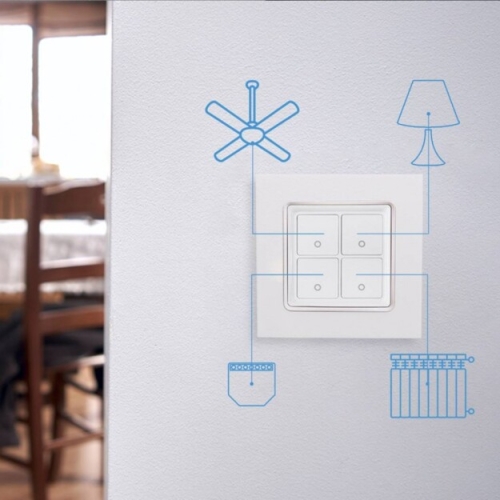 Spínač Shelly Wall Switch 4 WH snadná montáž bez nutnosti zapojení kabelů Bluetooth bílá