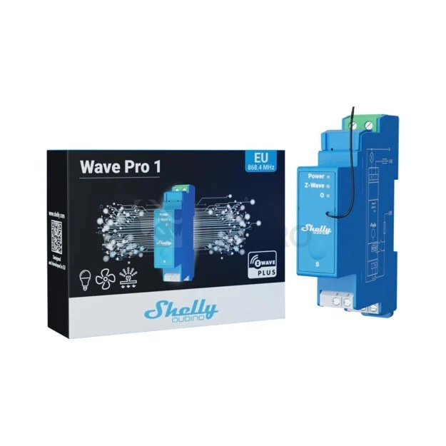 Obrázek produktu Spínací modul na DIN lištu Shelly Wave PRO 1 Z-Wave 1