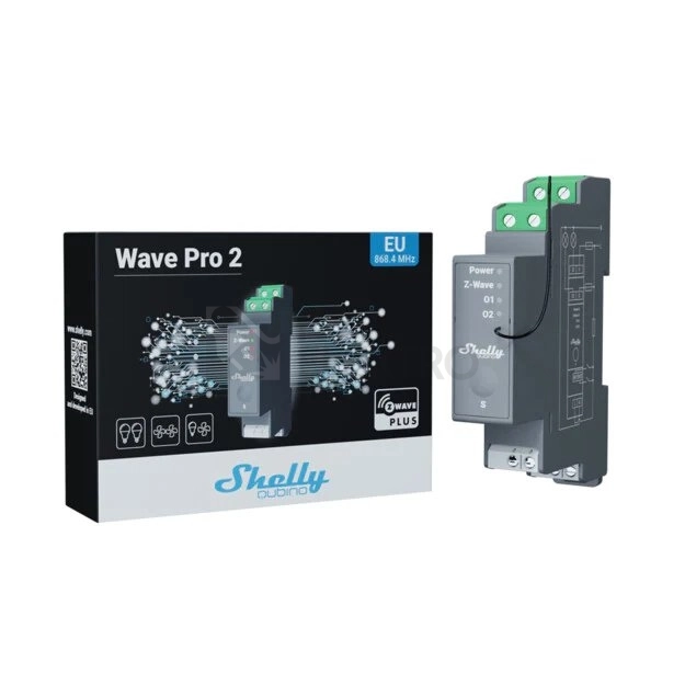 Obrázek produktu Spínací modul na DIN lištu Shelly Wave PRO 2 2x16A Z-Wave 1