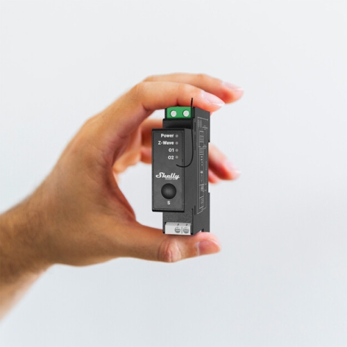 Spínací modul na DIN lištu Shelly Wave PRO 2PM 2x16A měření spotřeby Z-Wave