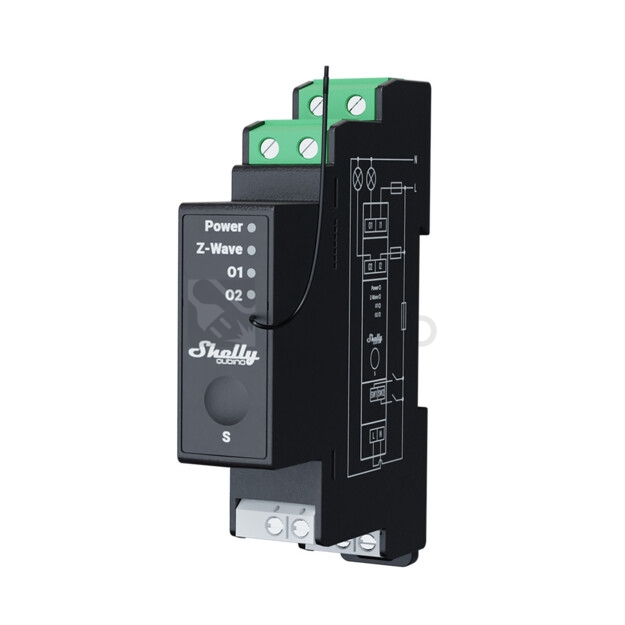 Obrázek produktu Spínací modul na DIN lištu Shelly Wave PRO 2PM 2x16A měření spotřeby Z-Wave 2