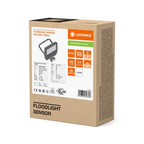 LED reflektor s pohybovým čidlem LEDVANCE FLOODLIGHT černý SENSOR 8W/6W 1200/850lm 4000K neutrální bílá IP65 (obrázek 9)