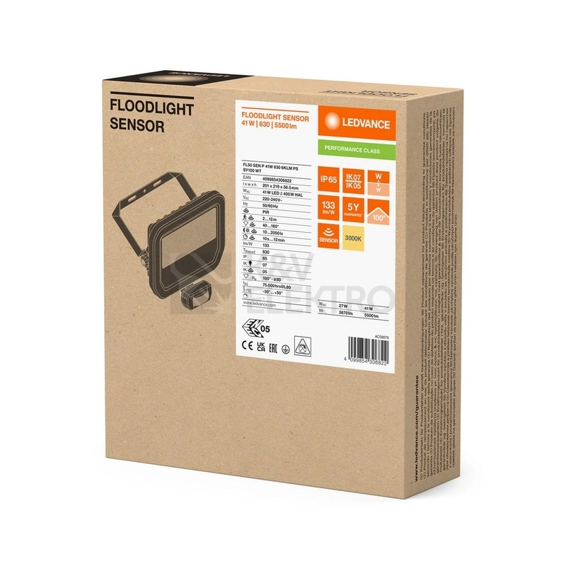 Obrázek produktu LED reflektor s pohybovým čidlem LEDVANCE FLOODLIGHT bílý SENSOR 41W/27W 5500/3670lm 3000K teplá bílá IP65 4