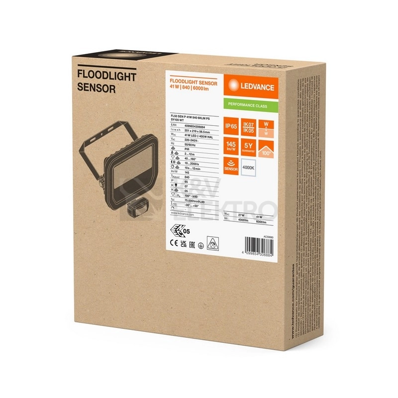Obrázek produktu LED reflektor s pohybovým čidlem LEDVANCE FLOODLIGHT bílý SENSOR 41W/27W 6000/4000lm 4000K neutrální bílá IP65 4