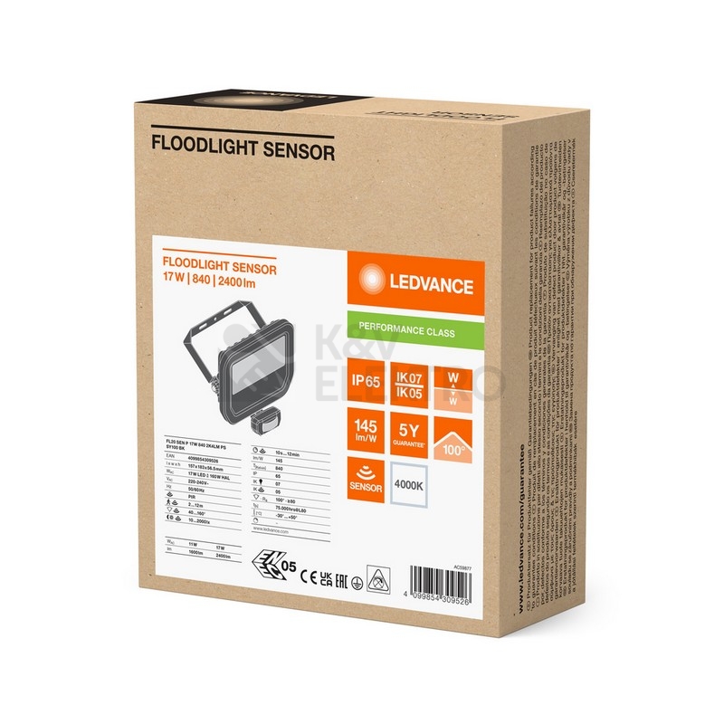 Obrázek produktu  LED reflektor s pohybovým čidlem LEDVANCE FLOODLIGHT SENSOR černý 17W 2400lm 4000K neutrální bílá IP65 3