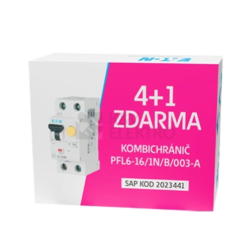 Obrázek produktu Proudový chránič s jističem EATON PFL6-16/1N/B/003-A 16A 30mA A 112875 balíček 4+1 0