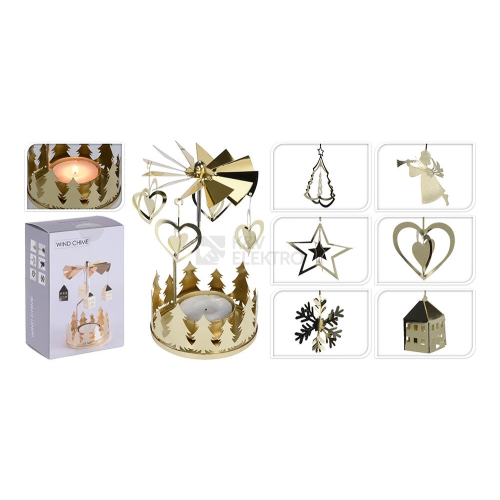 Zvonění andělské 13x8cm zlatá 6 dekorů 385950