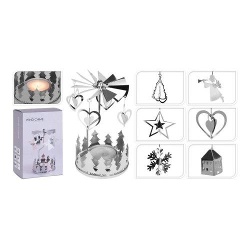 Zvonění andělské 13x8cm stříbrná 6 dekorů 385951