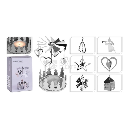 Zvonění andělské 13x8cm stříbrná 6 dekorů 385951