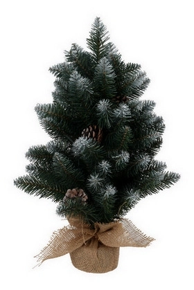Obrázek produktu Stromek vánoční v květníku 60cm PVC, barva: zelená s bílými koncovkami 386898 0