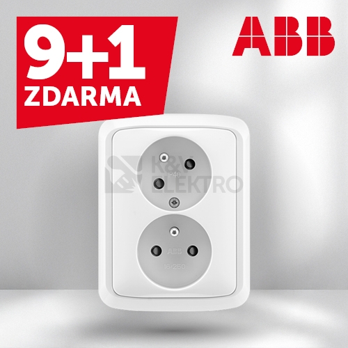 Obrázek produktu ABB Tango dvojzásuvka bílá 5513A-C02357 B s clonkami PROMO balení 9+1 0