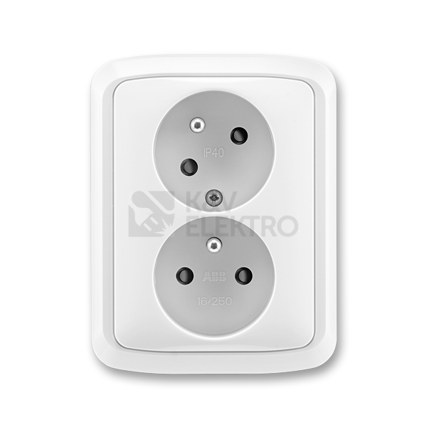 Obrázek produktu ABB Tango dvojzásuvka bílá 5513A-C02357 B s clonkami PROMO balení 9+1 1