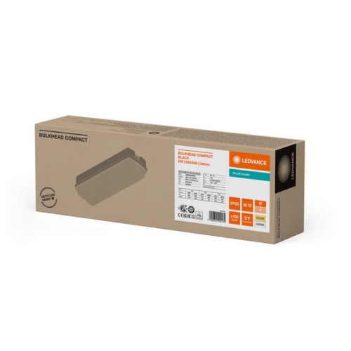LED svítidlo LEDVANCE BULKHEAD COMPACT RECTANGULAR 5/7/9W černá IP65 3000/4000K