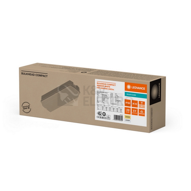 Obrázek produktu LED svítidlo s pohybovým čidlem LEDVANCE BULKHEAD COMPACT RECTANGULAR 5/7/9W bílá IP65 3000/4000K 4
