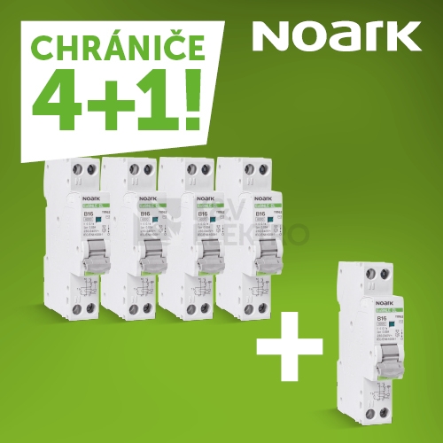 Obrázek produktu  Proudový chránič s jističem NOARK Ex9NLE EL 1P+N B10 30mA A 111161 akční balení 4+1 0