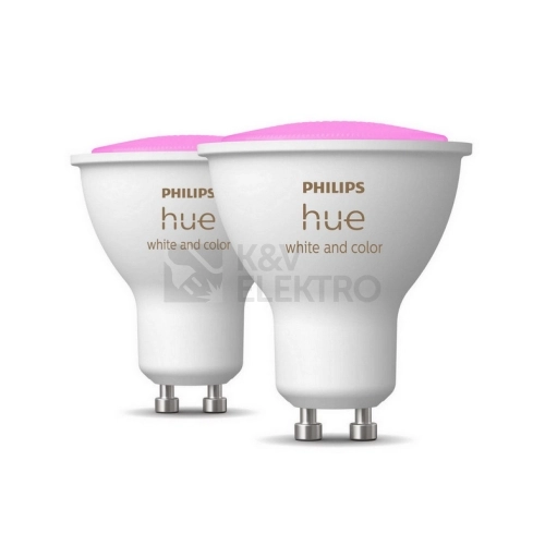 LED žárovka GU10 Philips Hue 2ks 4,2W (50W) White and Color Ambiance (2000-6500K/RGB) stmívatelná