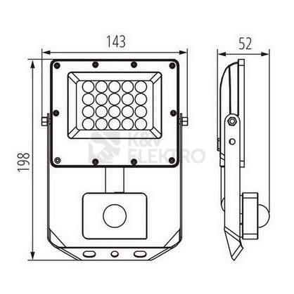 Obrázek produktu LED reflektor s čidlem Kanlux ACETE 20W CCT SE GR 38496 IP44 nastavitelná teplota barvy 5