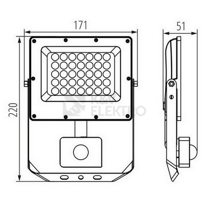 Obrázek produktu LED reflektor s čidlem Kanlux ACETE 30W CCT SE GR 38497 IP44 nastavitelná teplota barvy 5