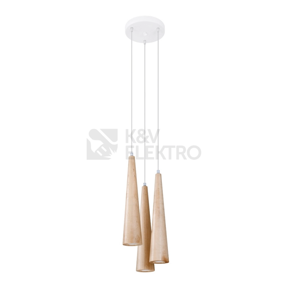 Obrázek produktu Závěsné svítidlo SOLLUX SULA 3P přírodní dřevo GU10 3x40W bez žárovky SL.1101 0