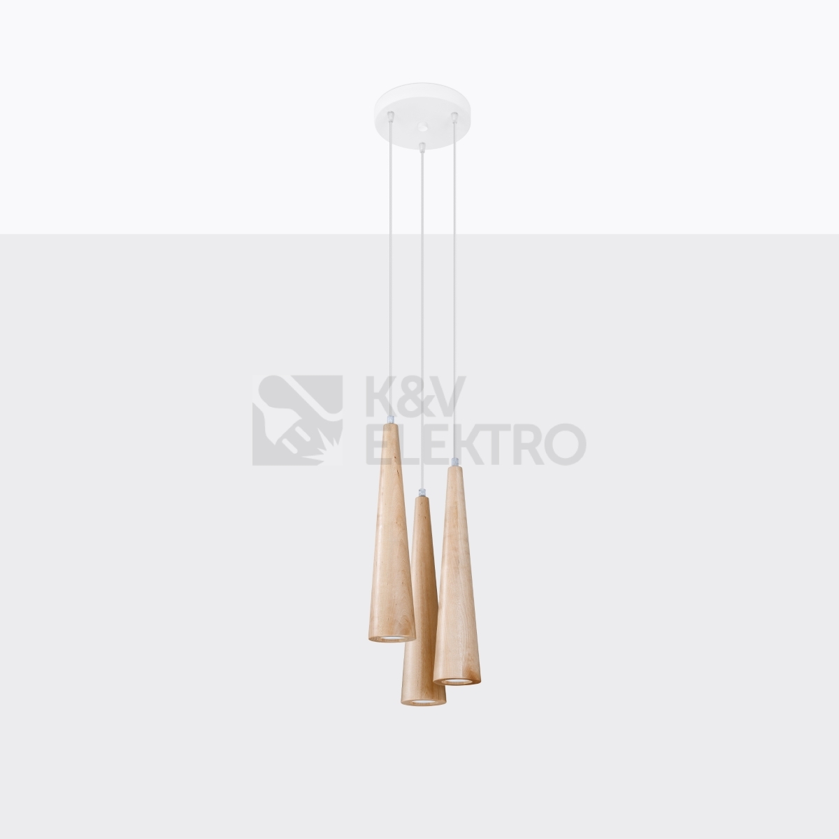 Obrázek produktu Závěsné svítidlo SOLLUX SULA 3P přírodní dřevo GU10 3x40W bez žárovky SL.1101 1
