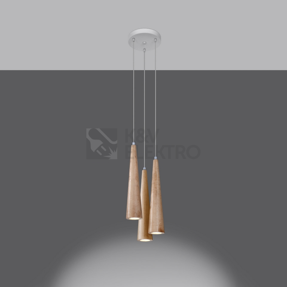 Obrázek produktu Závěsné svítidlo SOLLUX SULA 3P přírodní dřevo GU10 3x40W bez žárovky SL.1101 2